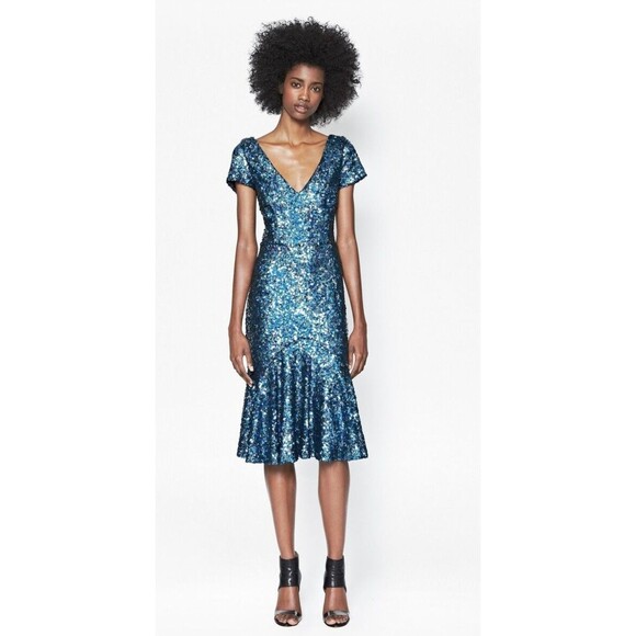 French Connection Celestial Blue Sirius Sequins Cocktail Dress Size 4 MSRP $268 - Picture 1 of 6